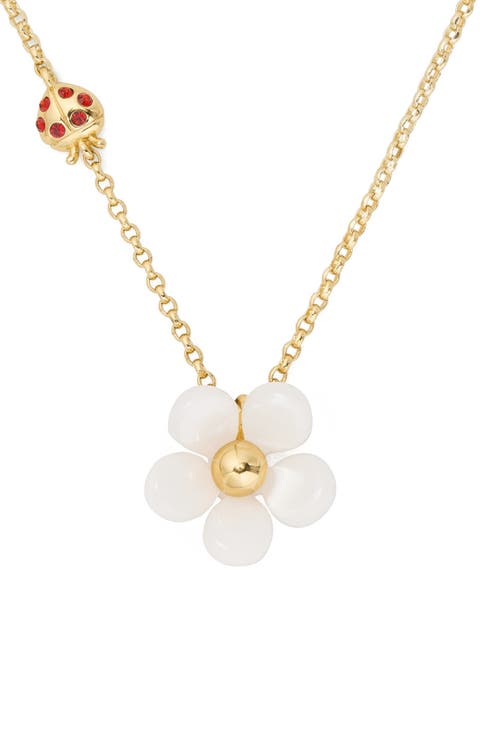 summer daze pavé crystal bug & flower pendant necklace