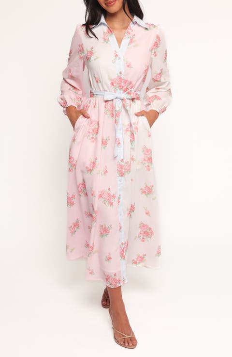 Juni Floral Print Long Sleeve Maxi Dress
