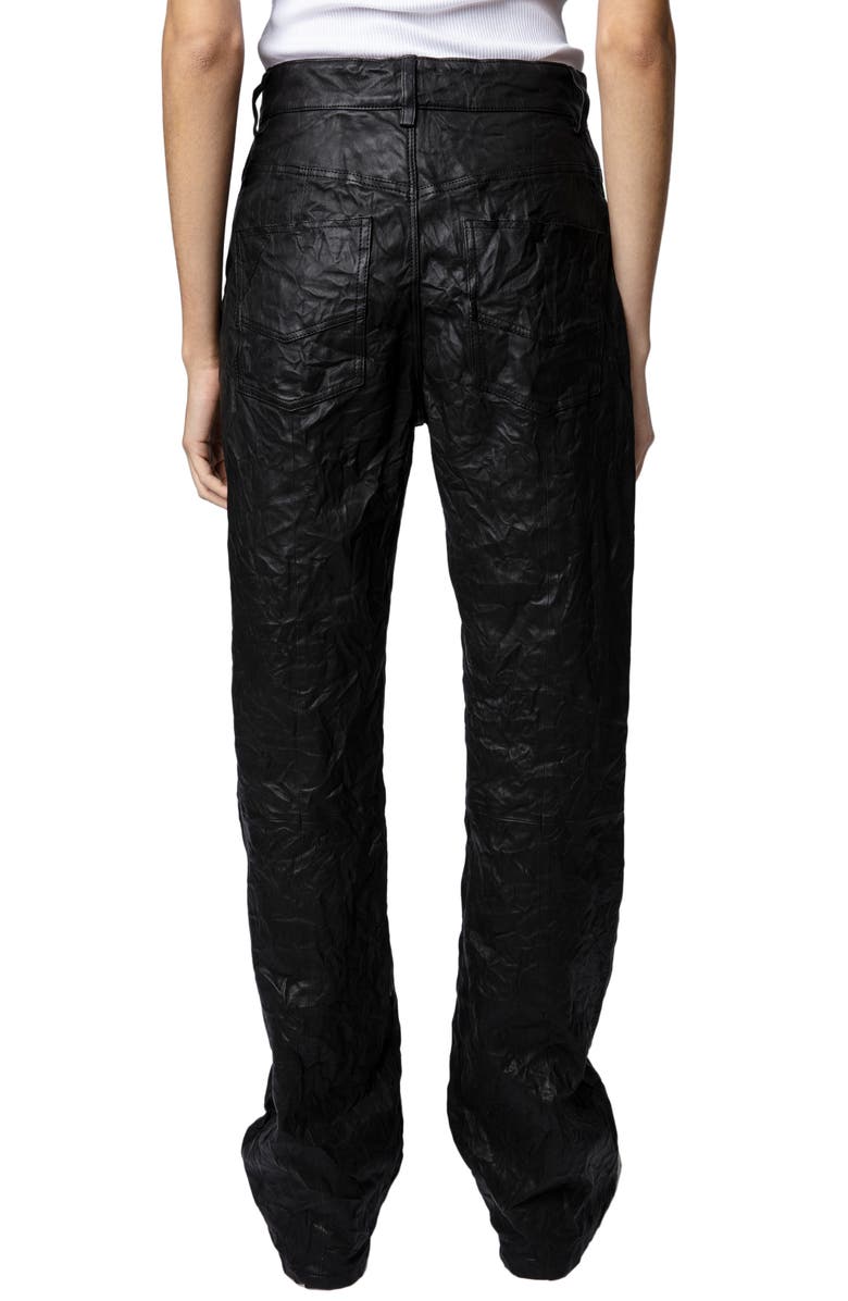 Zadig & Voltaire Evy Crushed Lambskin Leather Pants, Alternate, color, 