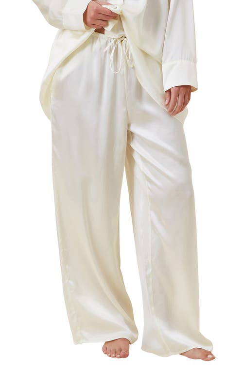 Papinelle Audrey Mulberry Silk Wide Leg Drawstring Pants In Neutral