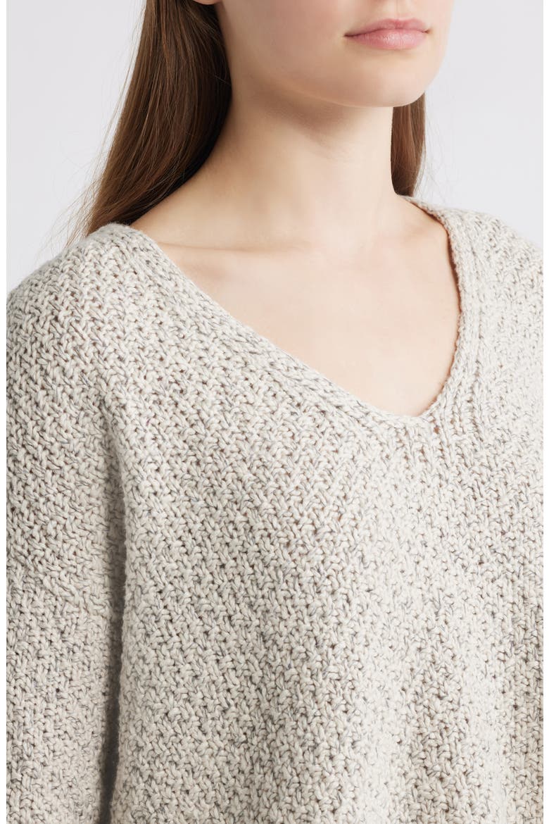 V-Neck Organic Cotton Sweater, Alternate, color, SEA SALT