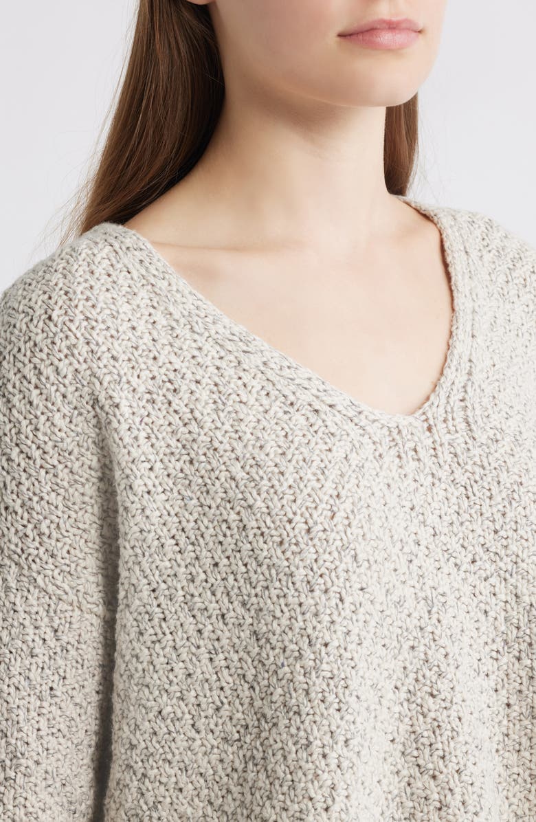 Eileen Fisher V-Neck Organic Cotton Sweater, Alternate, color, Sea Salt