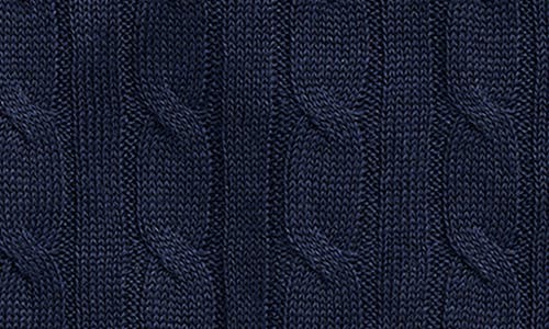 Brooks Brothers Cable Stitch Linen Crewneck Sweater In Navy Linen