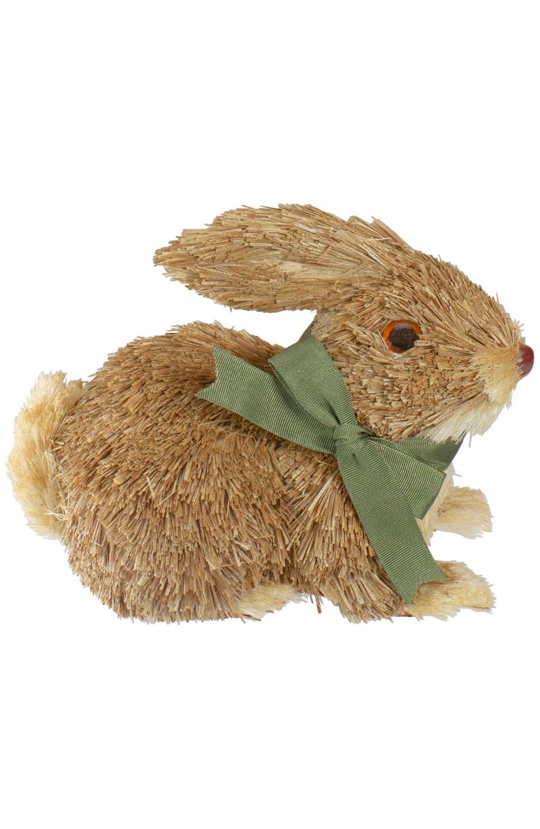 Northlight Sisal Easter Bunny Figure with Ribbon Bow Decoration - 8", Main, color, 