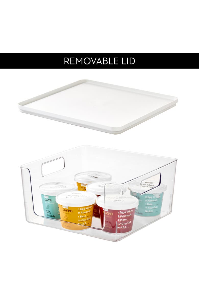 iDesign Rosanna Pansino x iDesign Recycled Plastic Open Front Kitchen Storage Bin with Lid, Clear Bin/Marshmallow Lid, 12" x 12" x 6", Alternate, color, Clear