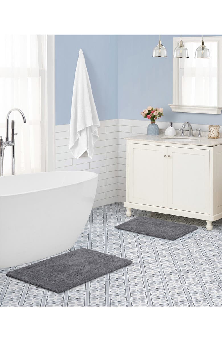 Laura Ashley Reversible Cotton Bath Rug, Alternate, color, Charcoal