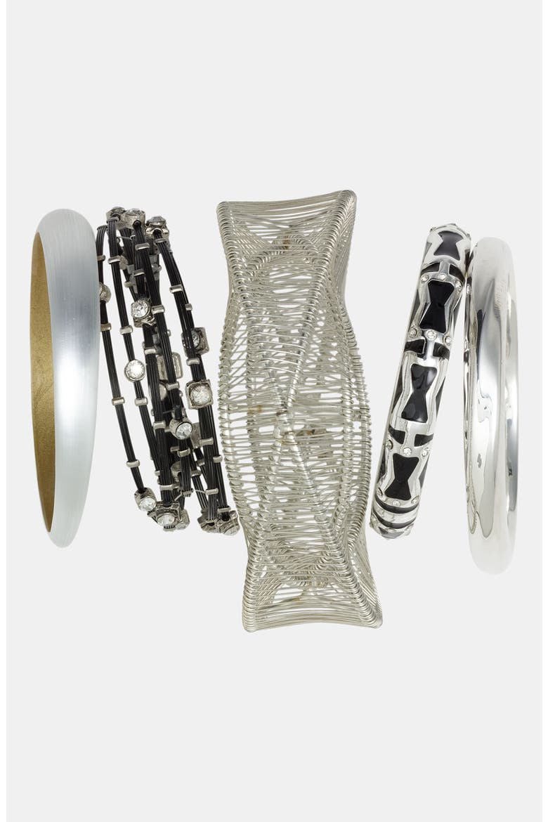 'Brights' Small Enamel Bangle, Alternate, color, BLACK/ SILVER