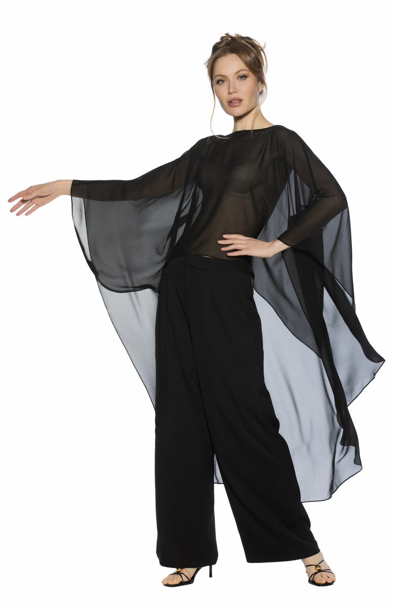 Alexia Admor Junia Cover-Up High-Low Chiffon Top, Alternate, color,