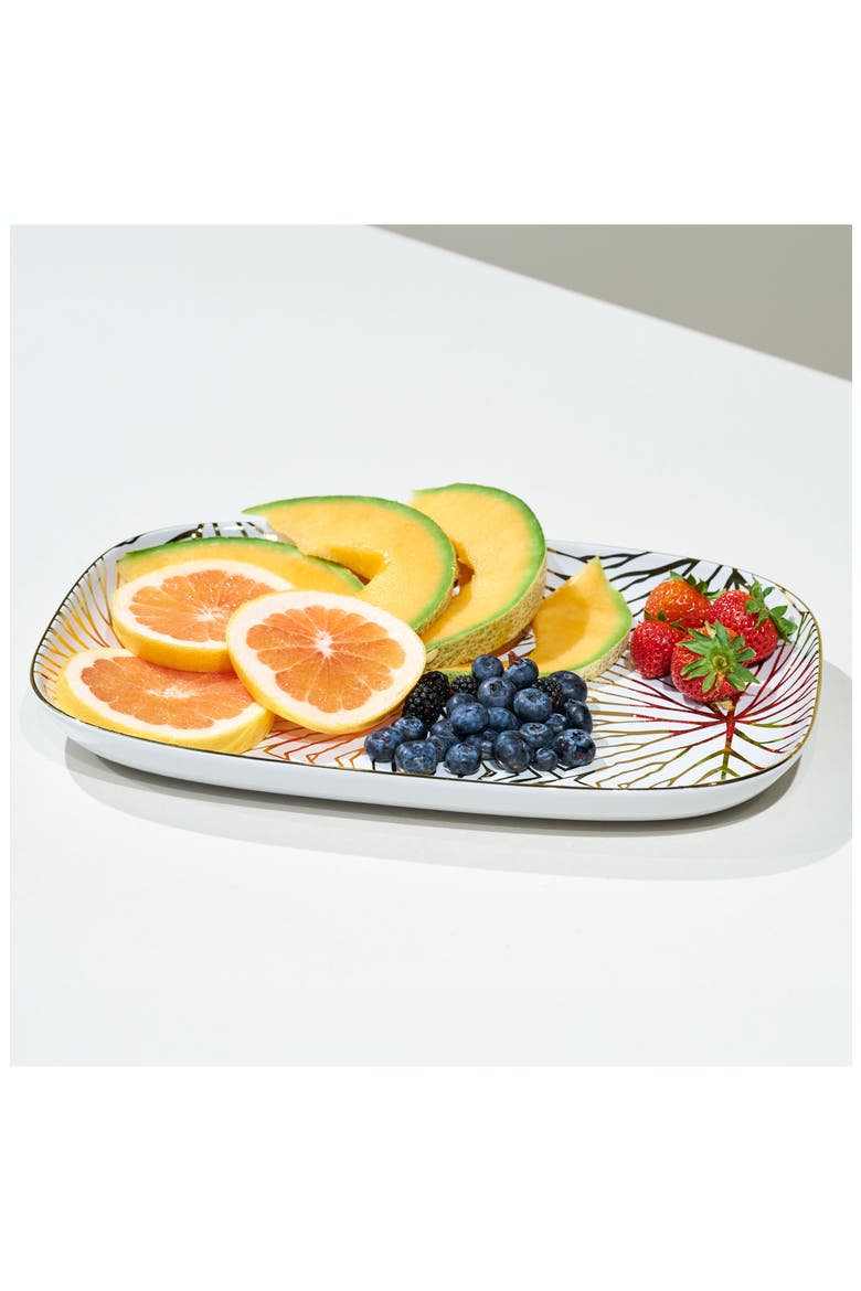 Talianna Lily Pad Ceramic Serving Platter, Alternate, color, WHITE AND GOLD