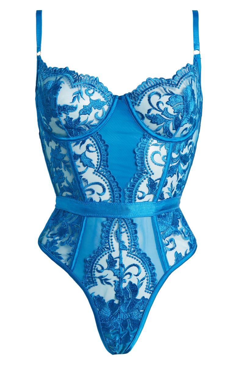 KILO BRAVA Embroidered Underwire Bodysuit, Alternate, color, Blue