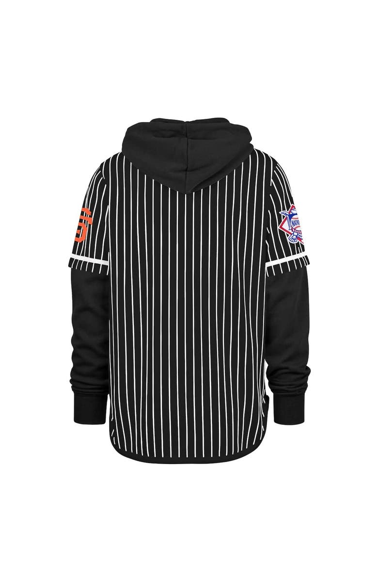 '47 Men's '47 Black San Francisco Giants Pinstripe Double Header Pullover Hoodie, Alternate, color, Black