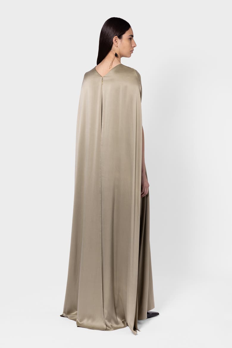 Fyeris Brushed Silk Caped Maxi Dress, Alternate, color, Poire