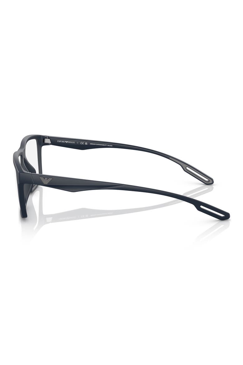 55mm Rectangle Optical Glasses, Alternate, color, MATTE BLUE / CLEAR