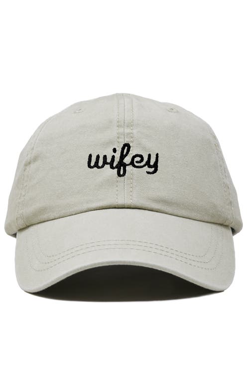 Shop Dalix Wifey Embroidered Everyday Cap In Washed Stone White