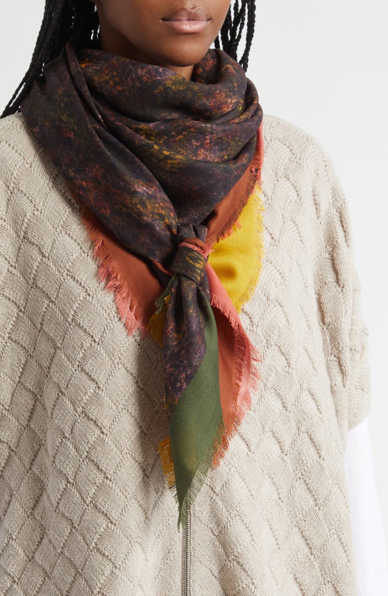 Lafayette 148 New York Impression Print Cashmere & Silk Square Scarf, Alternate, color, 