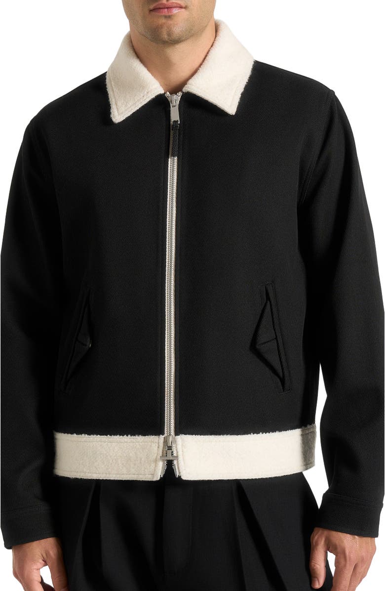 Manière De Voir Keith Twill Contrast Jacket, Alternate, color, Black