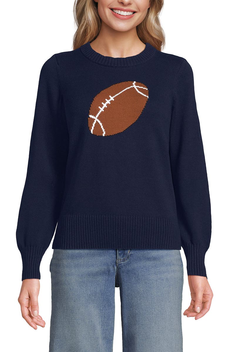 Lands' End Drifter Sports Icon Sweater, Main, color, Football/Navy