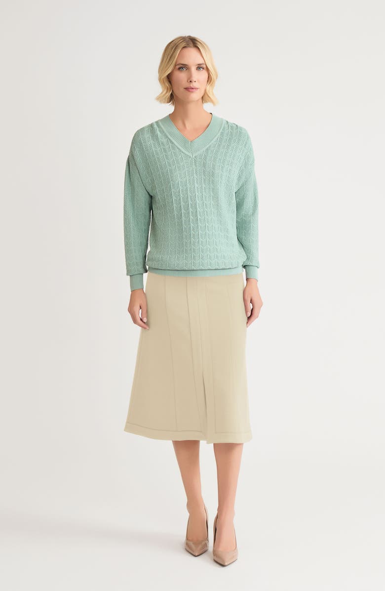 Misook Relaxed Pointelle Soft Knit Sweater, Alternate, color, Mystic Green