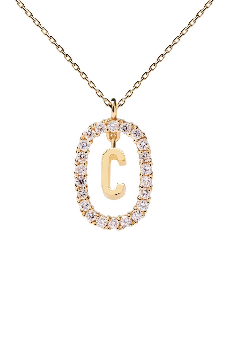 Diamonds And Gold Letter Necklace, Main, color, Letter C