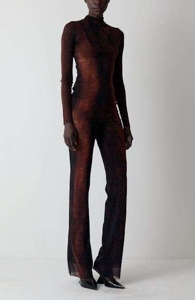 Jean Paul Gaultier Snakeskin Print Long Sleeve Mesh Top | Nordstrom