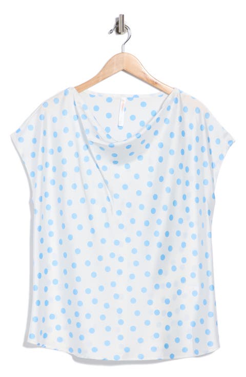 Cowl Neck Cap Sleeve Satin Top (Plus)