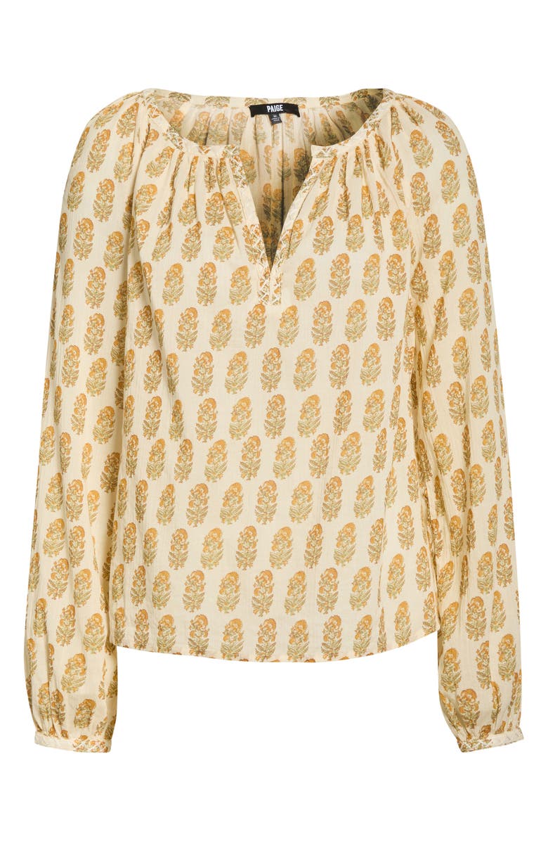PAIGE Olvera Print Cotton Split Neck Top, Main, color, Bone Multi