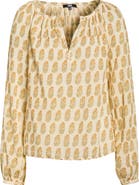 PAIGE Olvera Print Cotton Split Neck Top