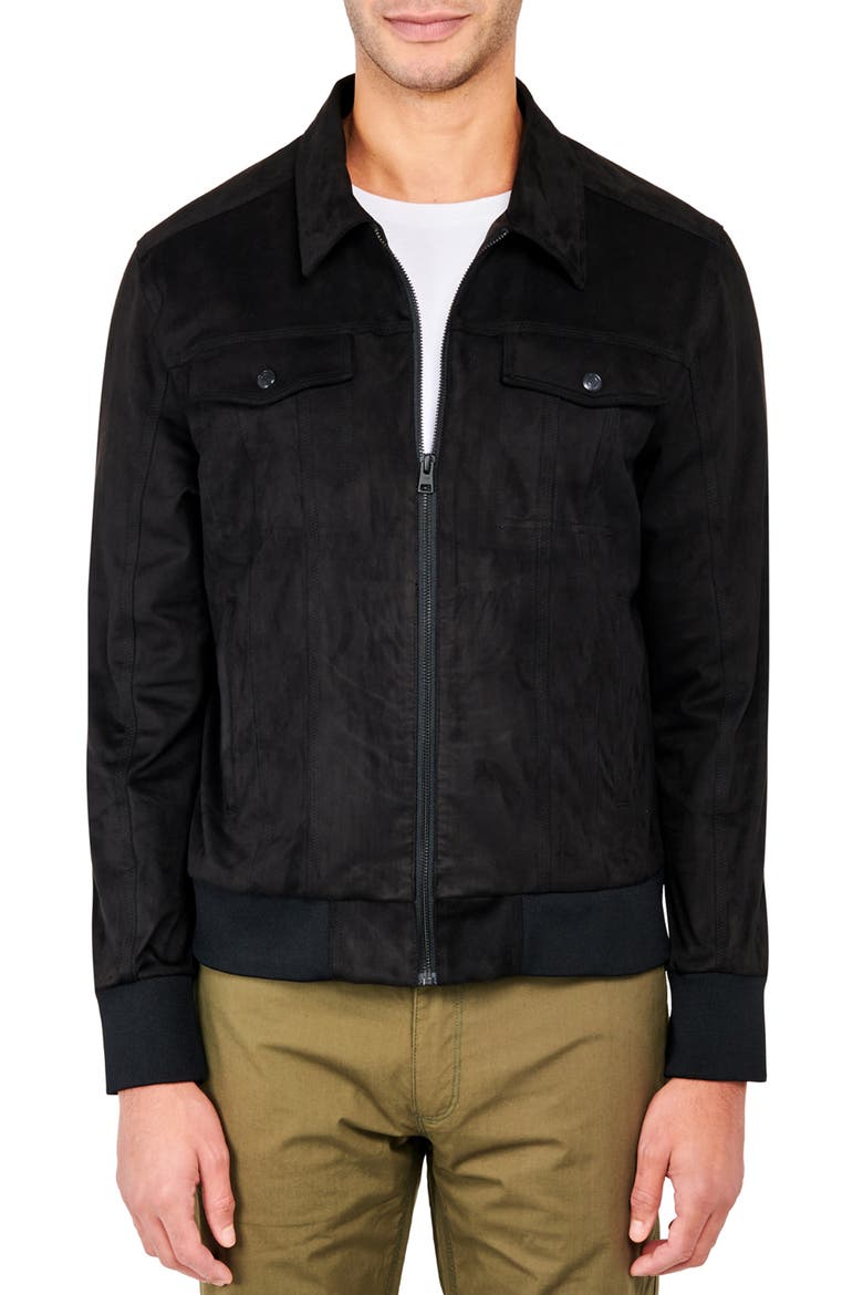 Reign Sueded Trucker Jacket, Main, color, BLACK