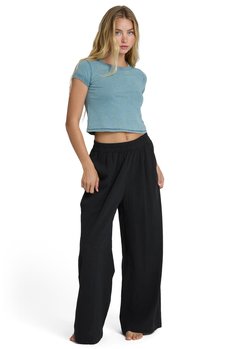 Follow Me Wide Leg Cotton Cover-Up Pants, Alternate, color, BLACK SANDS