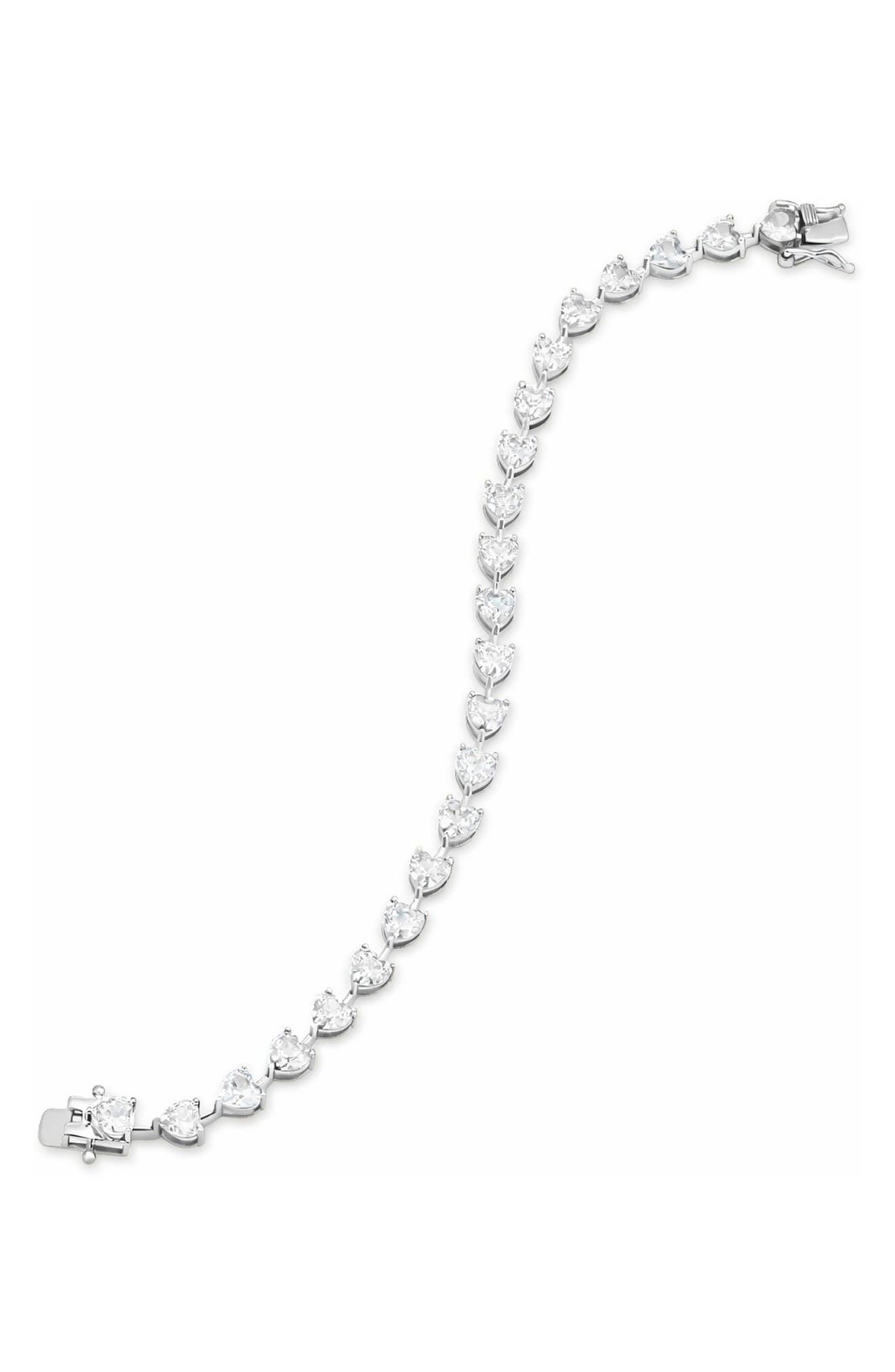 SAVVY CIE JEWELS Cubic Zirconia Heart Tennis Bracelet