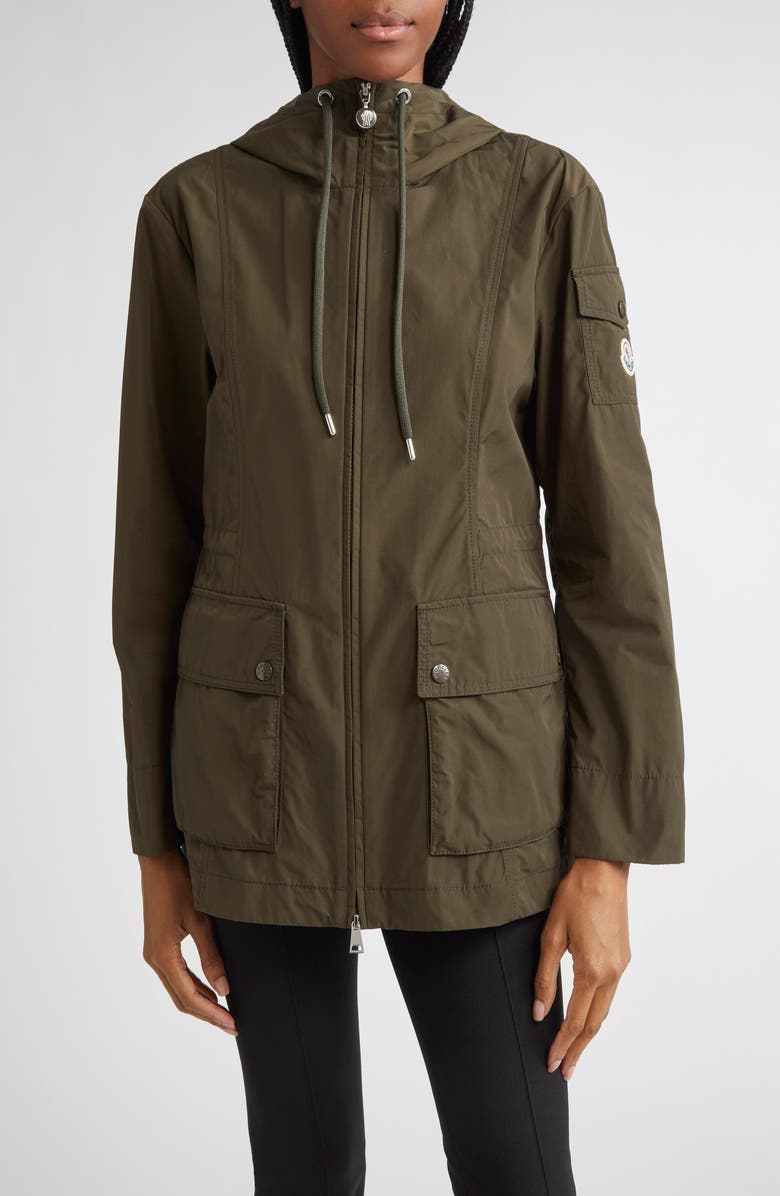 Moncler Leandro Short Parka, Main, color, Green