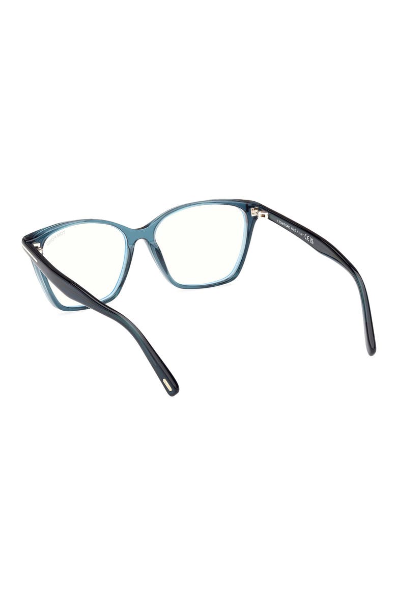 56mm Cat Eye Blue Light Blocking Optical Glasses, Alternate, color, TEAL / T LOGO / BLUE BLOCK