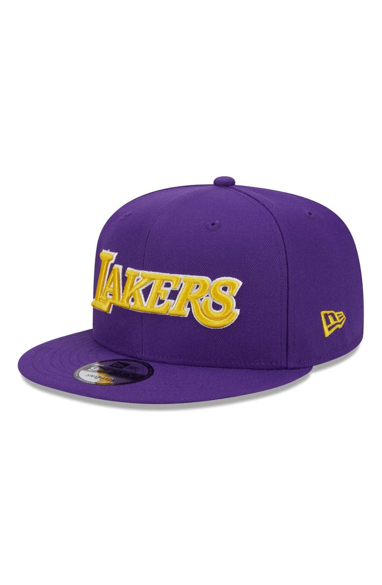 New Era Men's New Era Purple Los Angeles Lakers Side Logo 9FIFTY Snapback Hat, Alternate, color, Purple