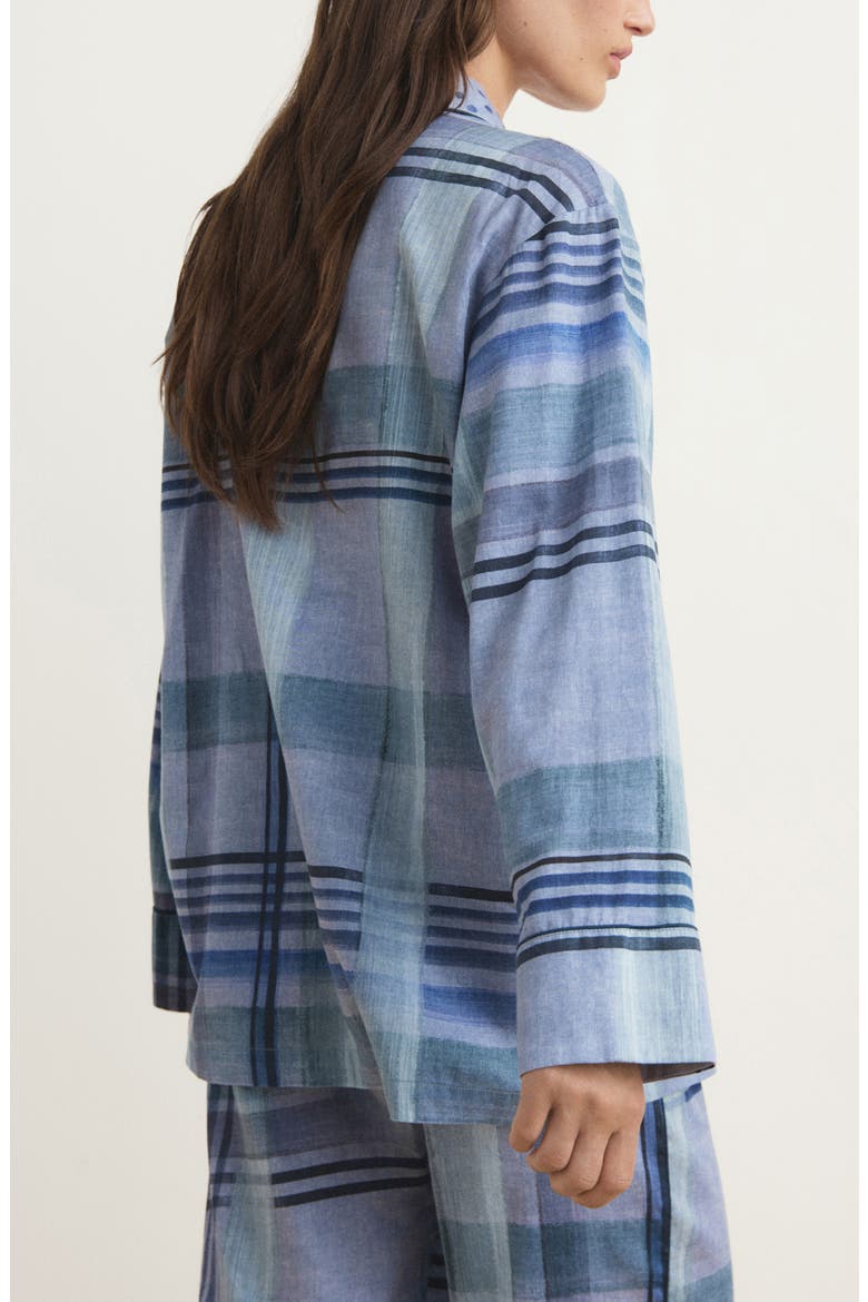 Mixed Print Cotton Pajama Top, Alternate, color, INK BLUE