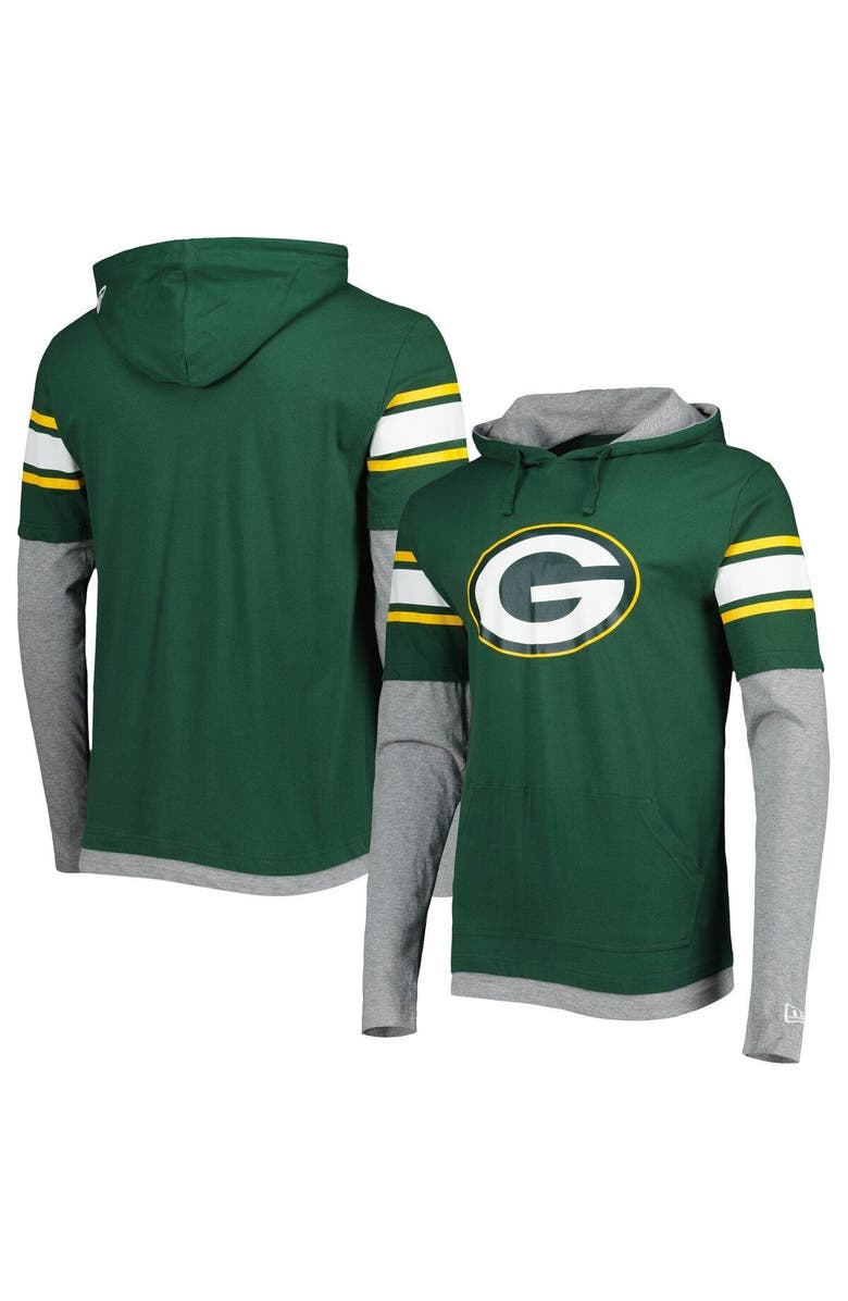 New Era Men's New Era Green Green Bay Packers Long Sleeve Hoodie T-Shirt, Main, color, 