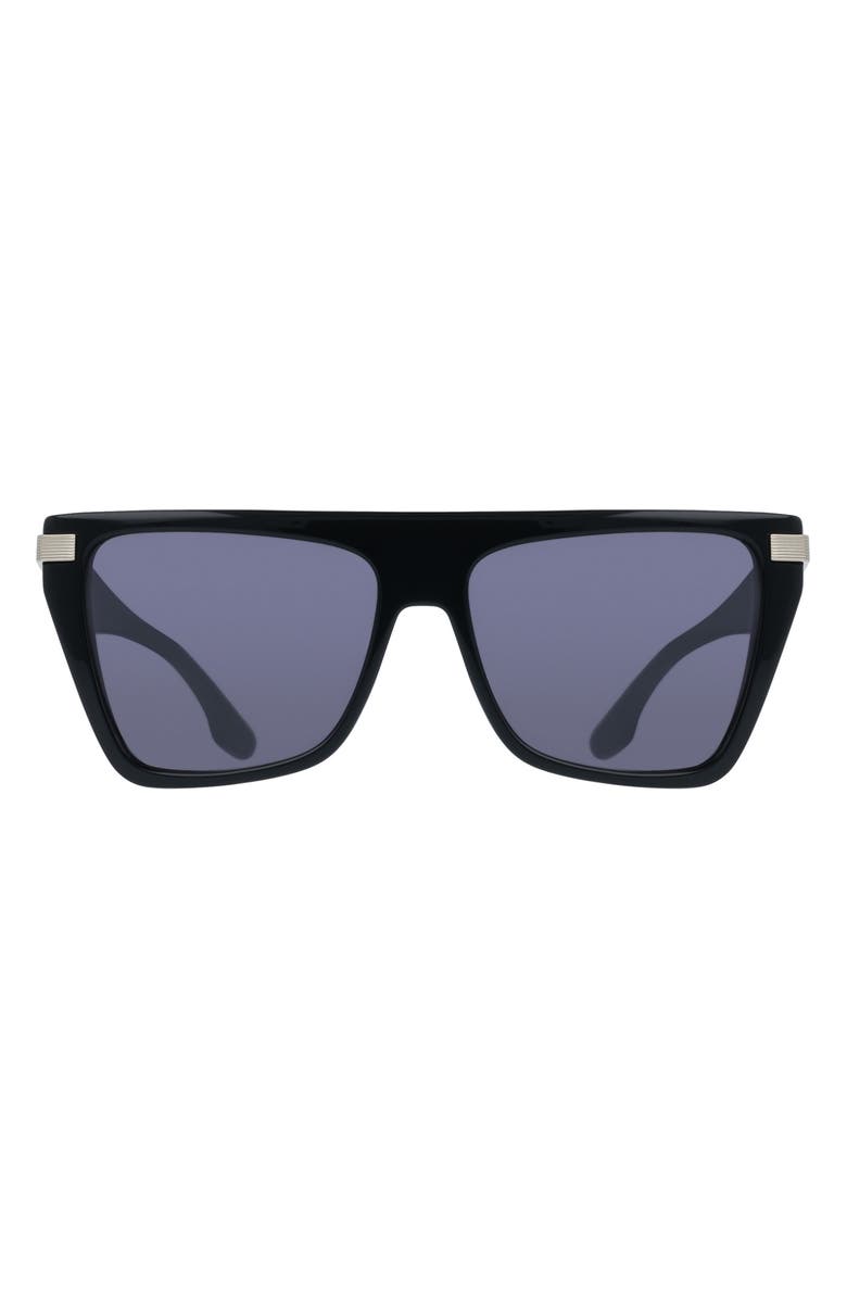Victoria Beckham 57mm Modified Rectangular Sunglasses, Main, color, Black