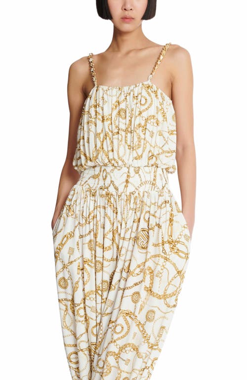 Balmain Flowing Printed Jumpsuit With  Chains Pattern