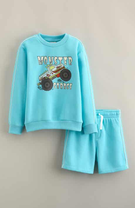 Kids' Piped Graphic Sweatshirt & Shorts Set