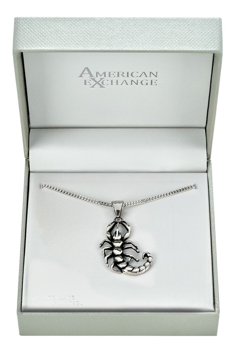 Men's Scorpion Pendant Necklace, Main, color, SILVER
