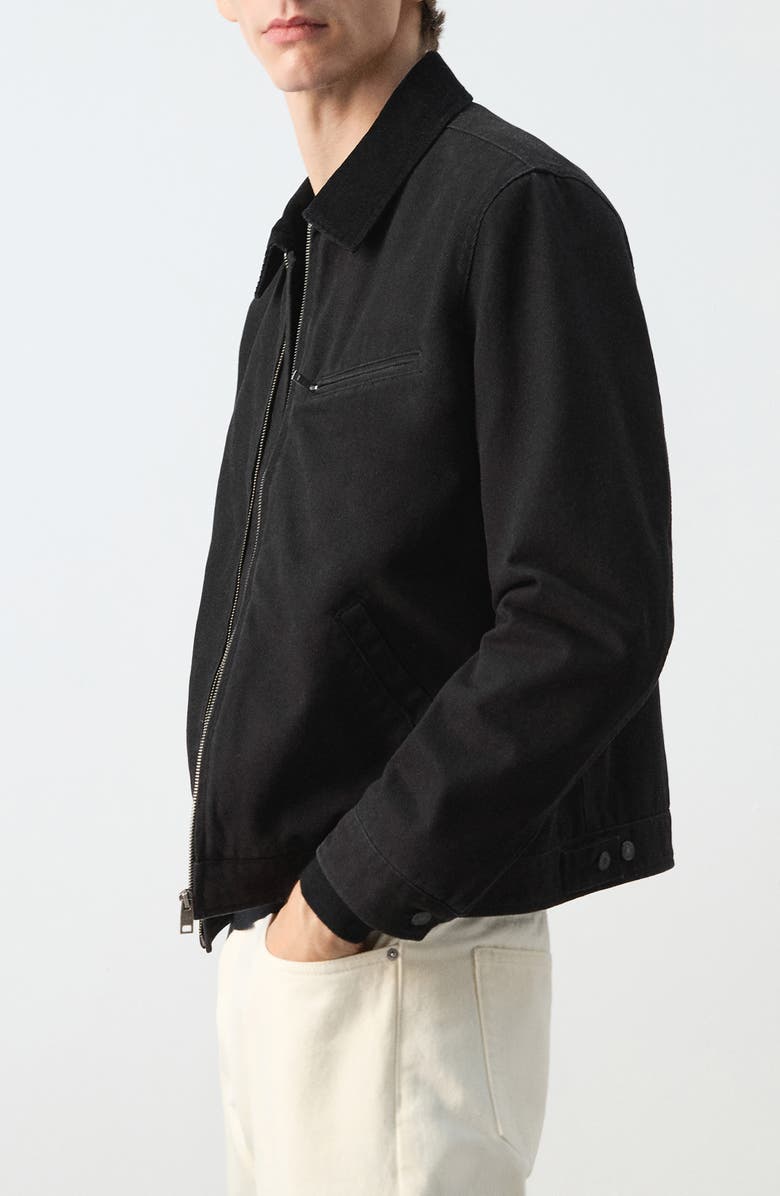 MANGO Cotton Corduroy Jacket, Alternate, color, Black Denim