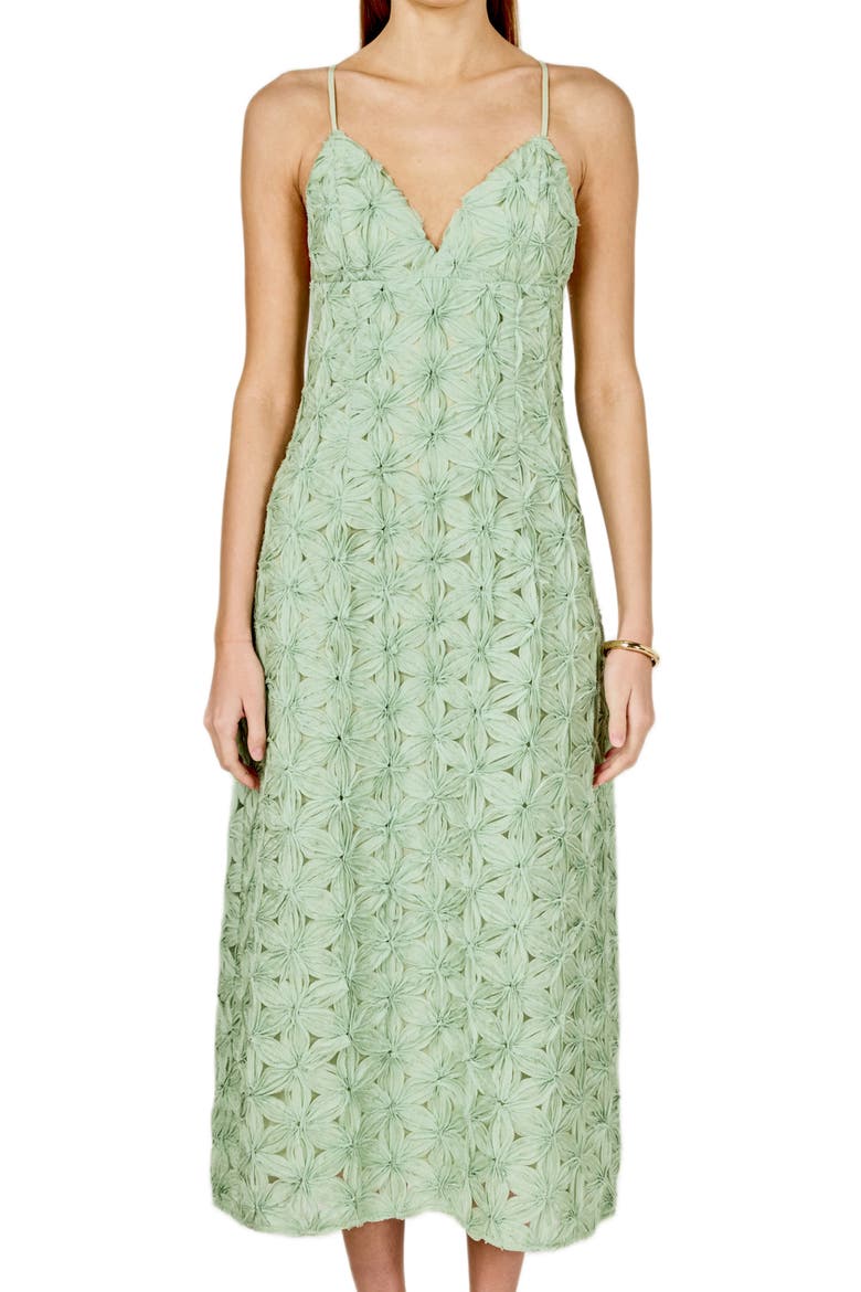 Textured Floral Midi Dress, Alternate, color, SAGE
