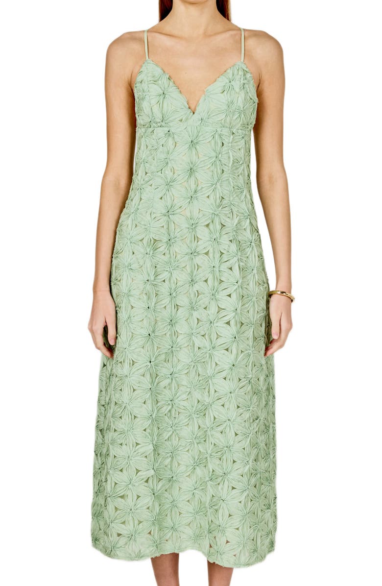 Endless Rose Textured Floral Midi Dress, Alternate, color, Sage