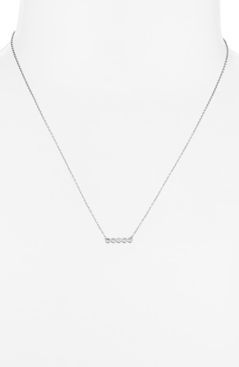 THE SIS KISS Loverly Crystal Bar Necklace, Alternate, color, Silver