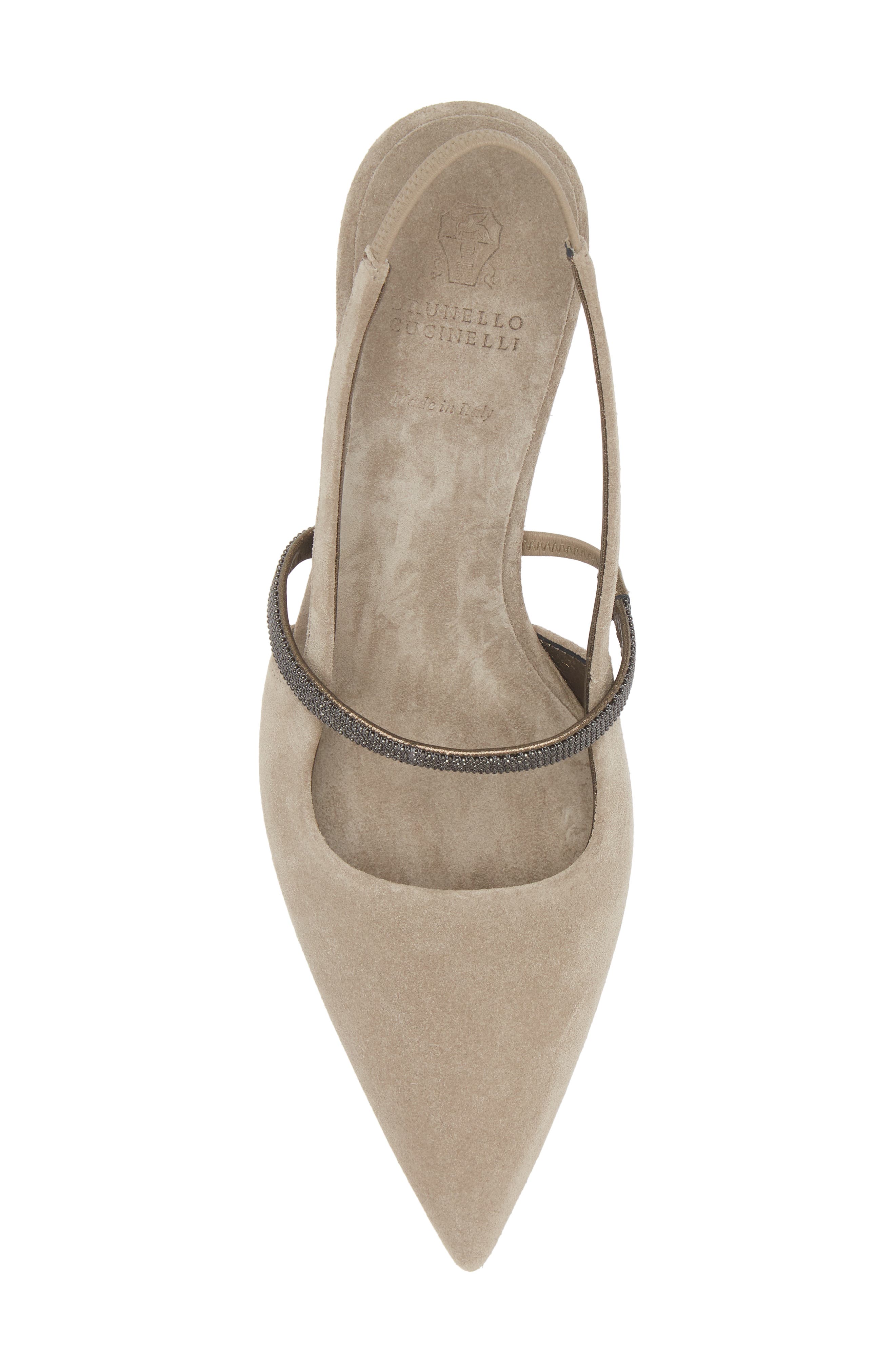 Brunello Cucinelli Pointed Toe Slingback Pump, Alternate, color, Dark Beige