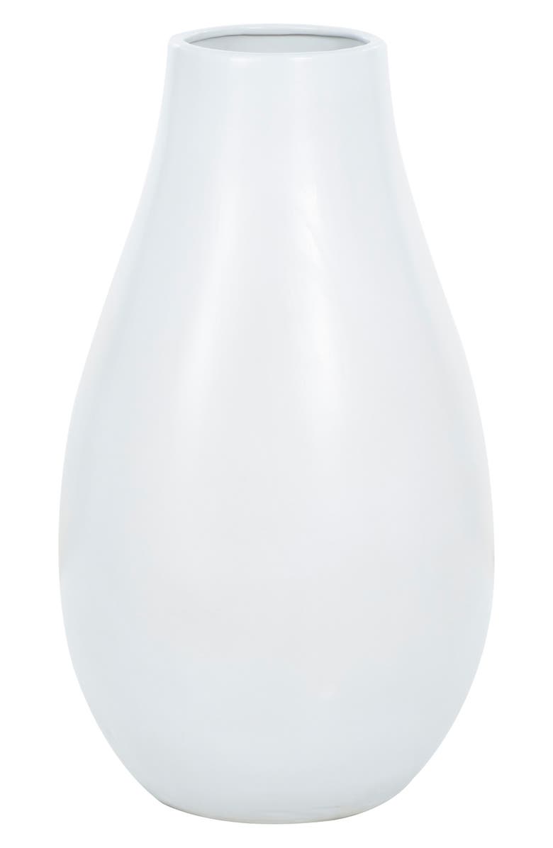 VIVIAN LUNE HOME White Ceramic Vase, Main, color, White