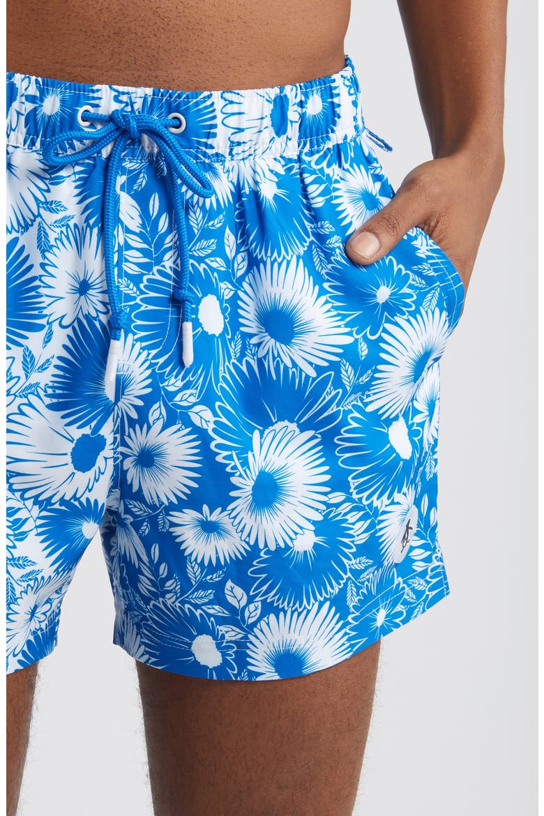 Floral Stretch Swim Trunks, Alternate, color, SKYDIVER
