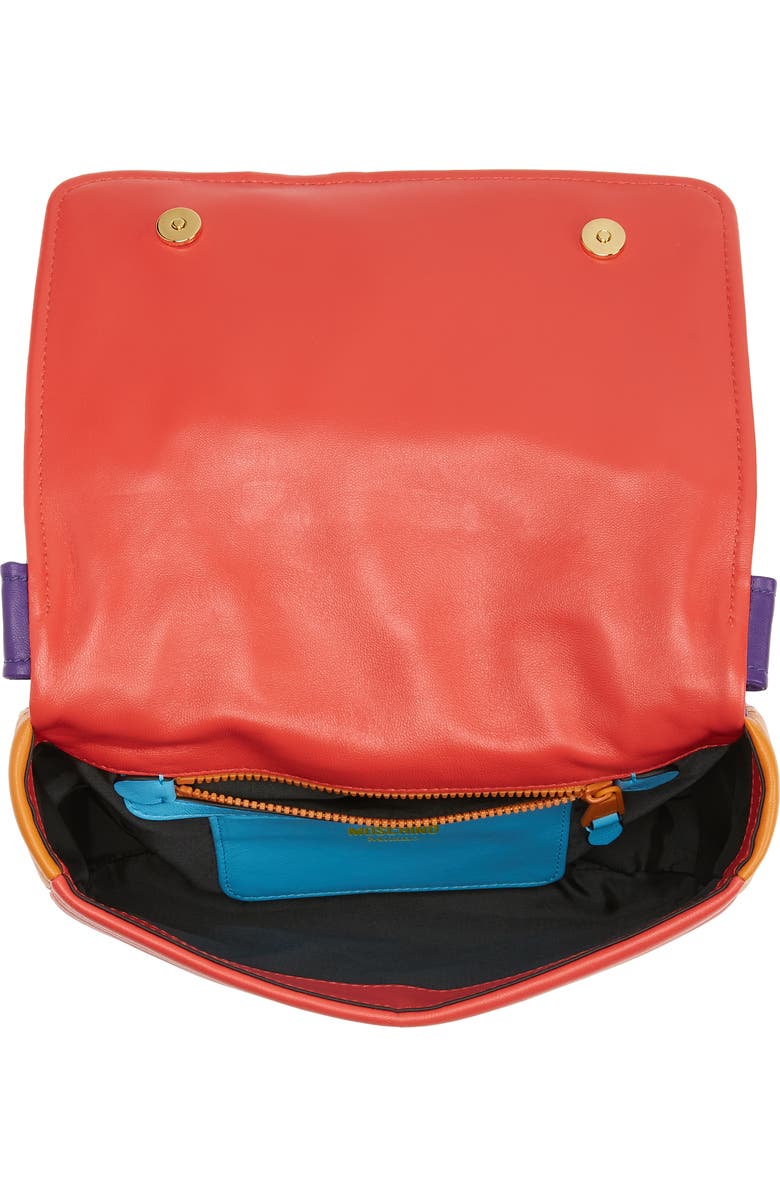 Moschino Biker Colorblock Leather Shoulder Bag, Alternate, color,