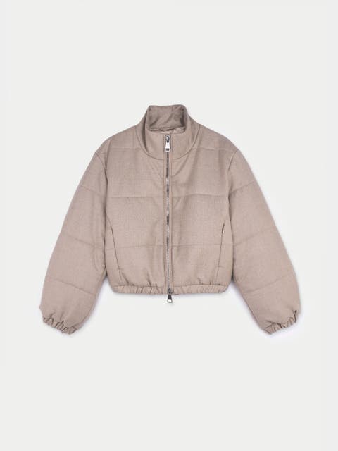 Cropped High-neck Cashmere Jacket