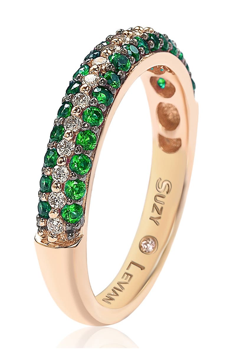 SUZY LEVIAN Rose-Tone 3-Row Pave CZ Eternity Band Ring, Main, color, 