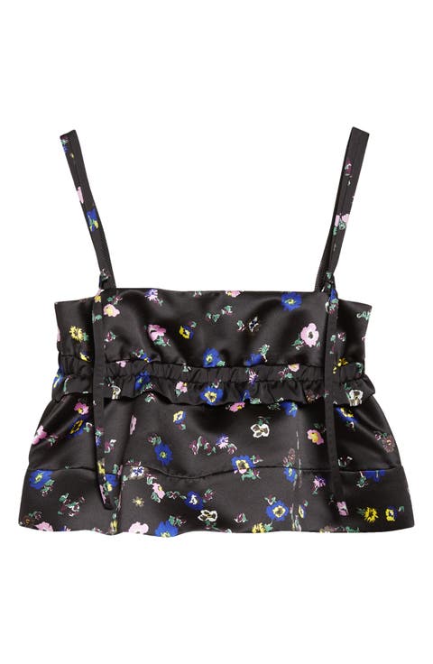 Floral Print Crop Satin Camisole